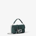 FENDI Baguette® Mini Dark green Selleria bag with 309 hand-sewn topstitches - Image 7